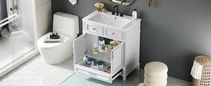 Charming Retro Bathroom Vanity with Soft Close Doors