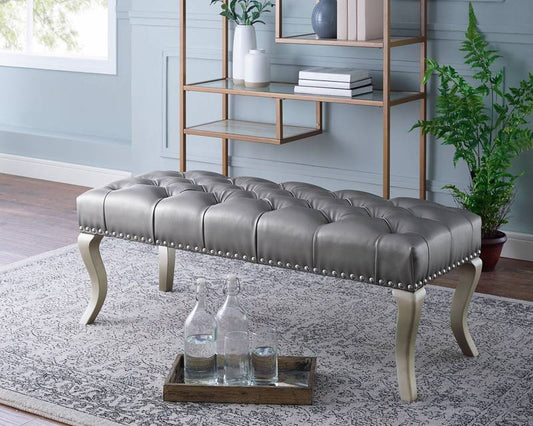 Chic Tufted Upholstered Bench with Nailhead Accent