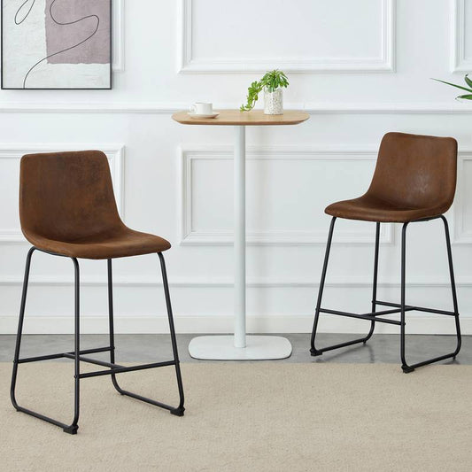 Chic Vintage Suede Bar Stool