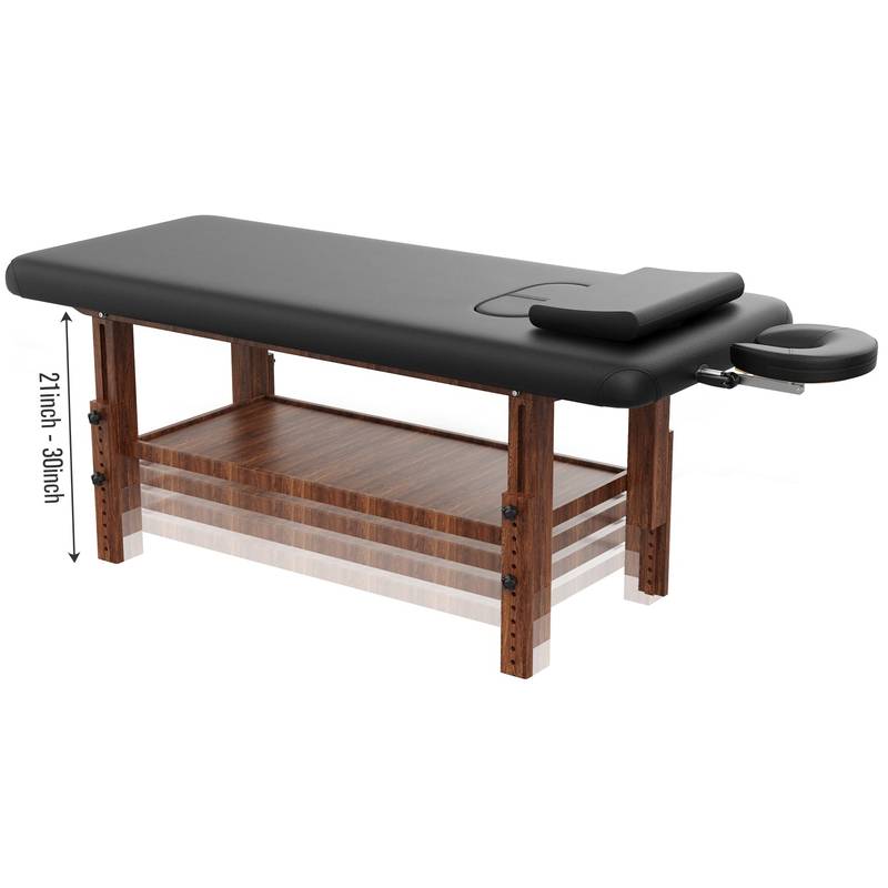 Deluxe Black Beauty Massage Bed with Adjustable Height & Comfort Pillows