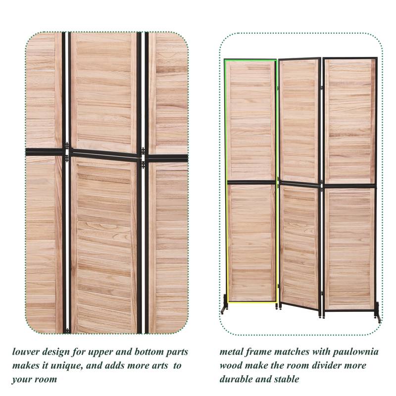 Natural Wooden Folding Room Divider - Stylish Privacy Screen