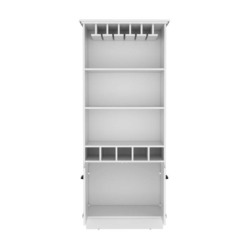 Chic White Bar Cabinet with Wine Rack & Storage Shelves