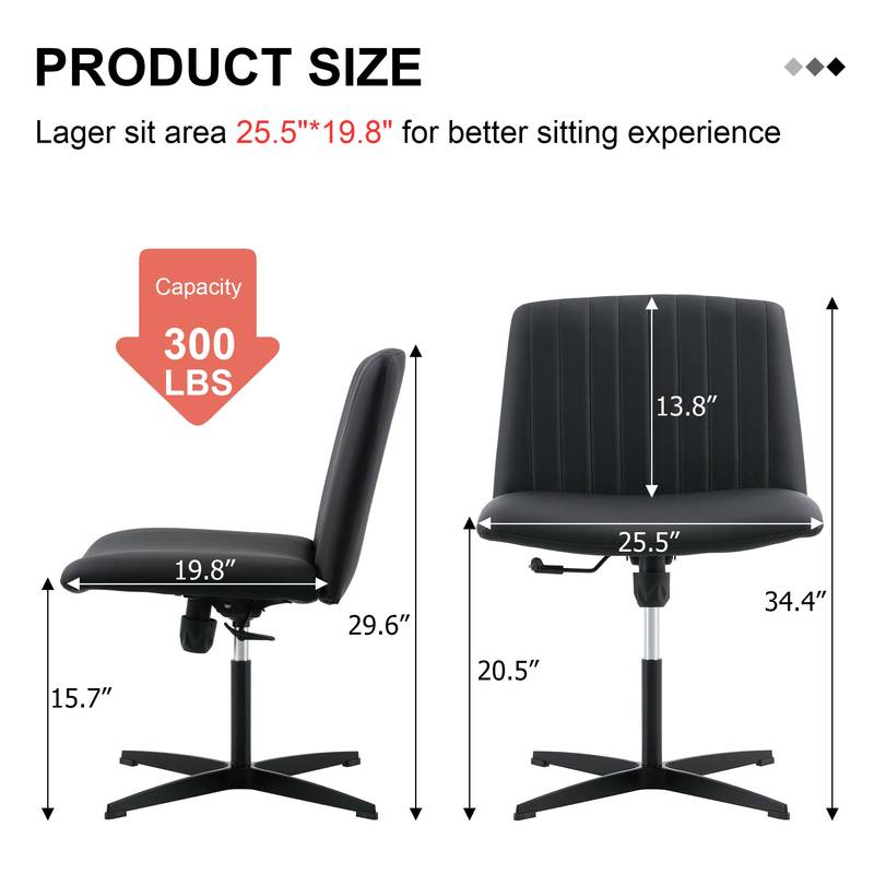 Sleek Black Adjustable Swivel Chair for Home & Office