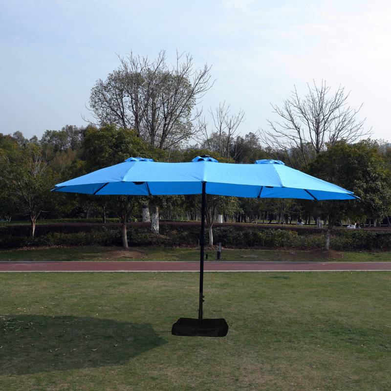 Blue Double-Sided Patio Umbrella - Spacious & Stylish Shade Solution!