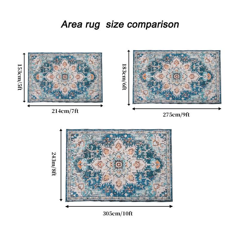 Vintage Boho Flower Area Rug – Washable and Non-Slip for Any Space
