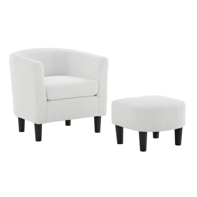Chic Corduroy Accent Chair with Matching Ottoman