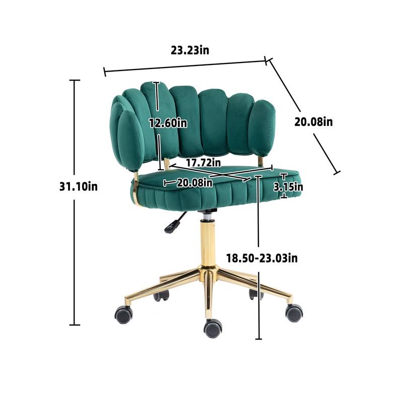 Emerald Velvet Swivel Desk Chair