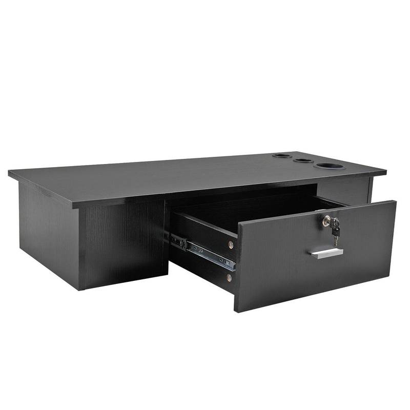 Chic Black Barber Station with Lockable Storage