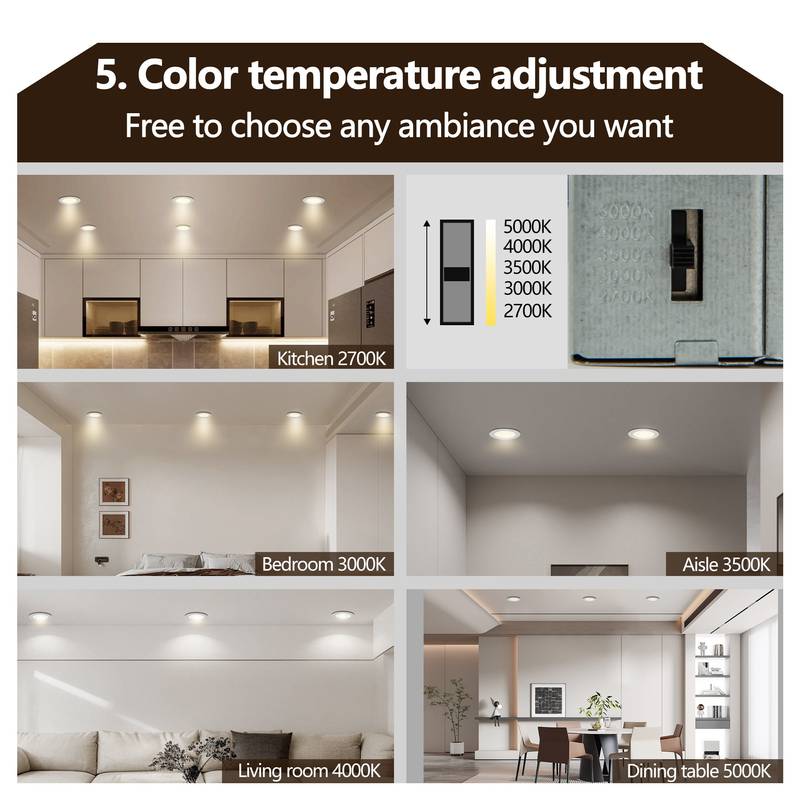 Slim Color-Changing LED Recessed Lights – Easy Dimming for Every Room