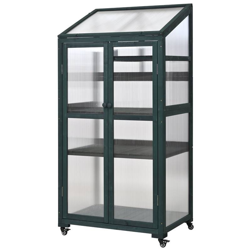 EasyMove Greenhouse: Portable Wooden Oasis with Adjustable Shelves