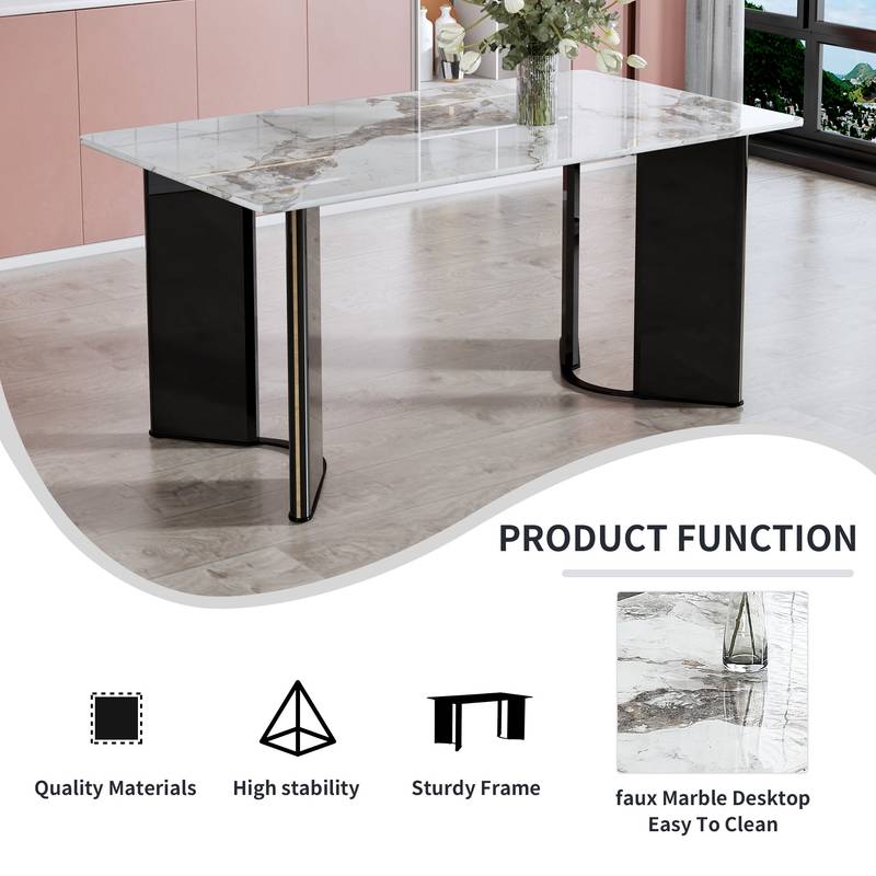 Chic Marble-Look Dining Table