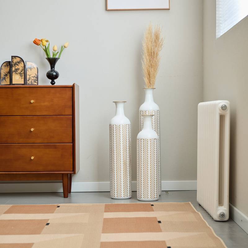 Chic White Metal Vase Set for Stunning Home Decor