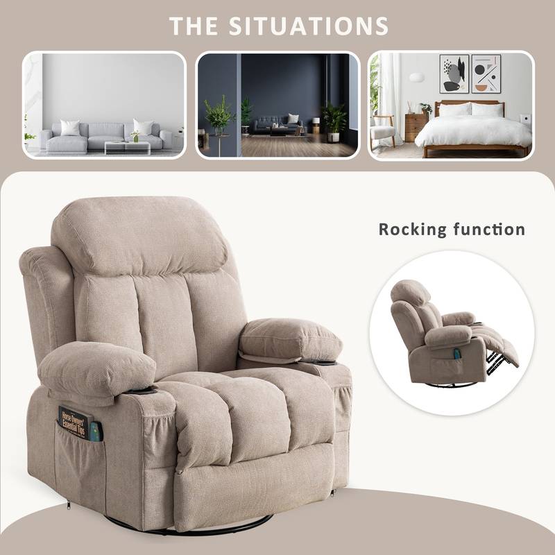 Cozy Heat & Massage Recliner Sofa with USB & Cup Holders