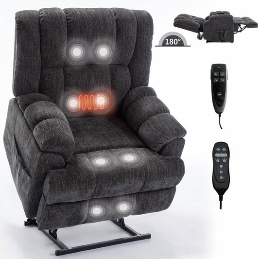 CozyLift Dual Motor Massage Recliner - Heavy-Duty Comfort in Grey