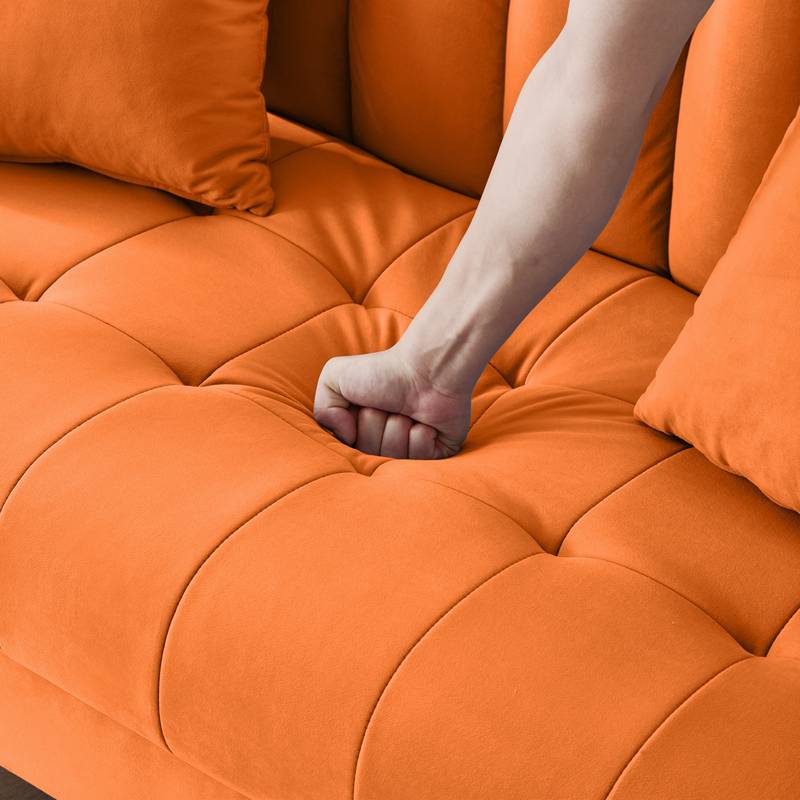 Chic Velvet Loveseat - Perfect for Small Spaces, Cozy & Stylish in Orange