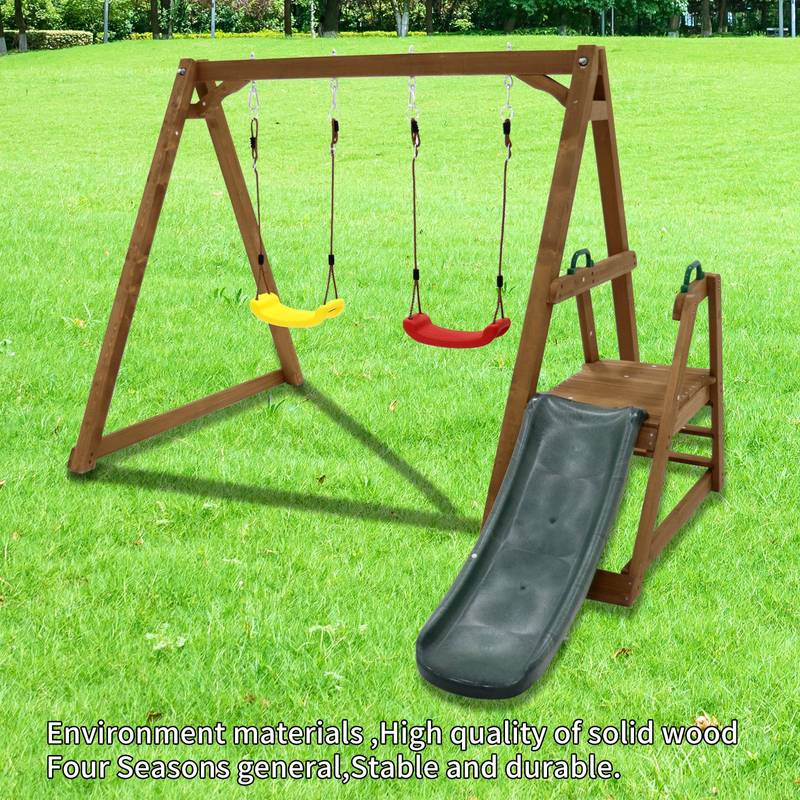 Adventure Swing Set with Slide & Climbing Fun