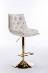 Velvet Swivel Bar Stools with Chrome Shine