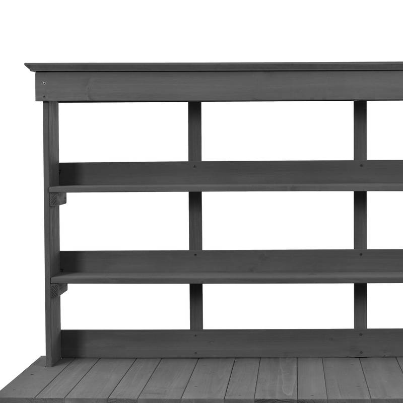 Charming Gray Garden Potting Table with Storage