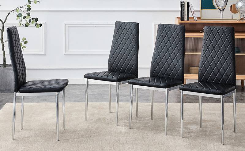 Chic Checkered Dining Chair Set