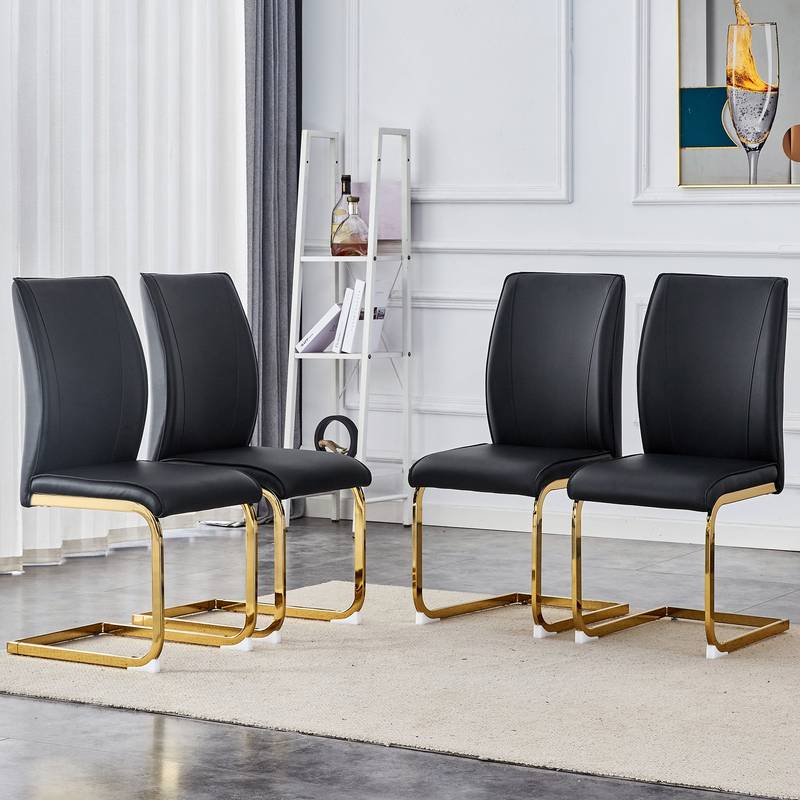 Chic Arch Dining Chairs - Set of Four Black Elegance