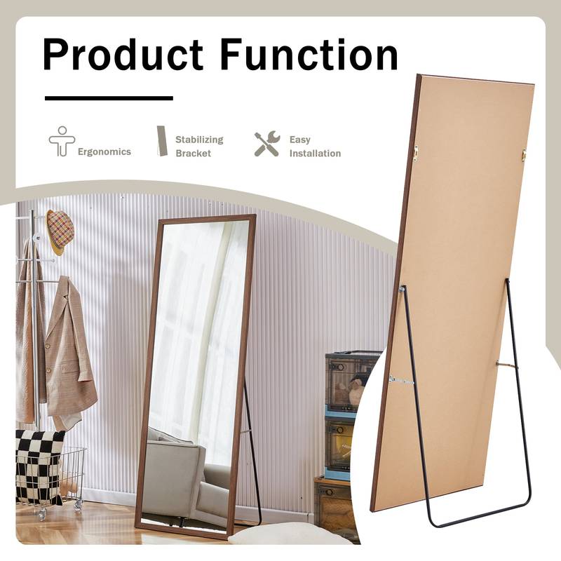 Elegant Wooden Framed Full-Length Mirror