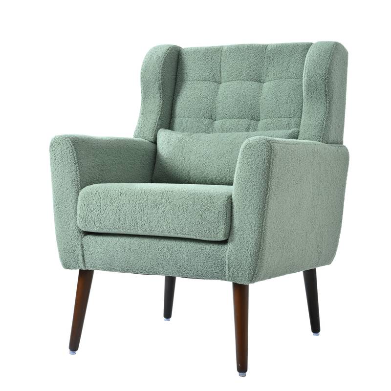 Cozy Teddy Accent Chair - Stylish Lounge Armchair in Light Green