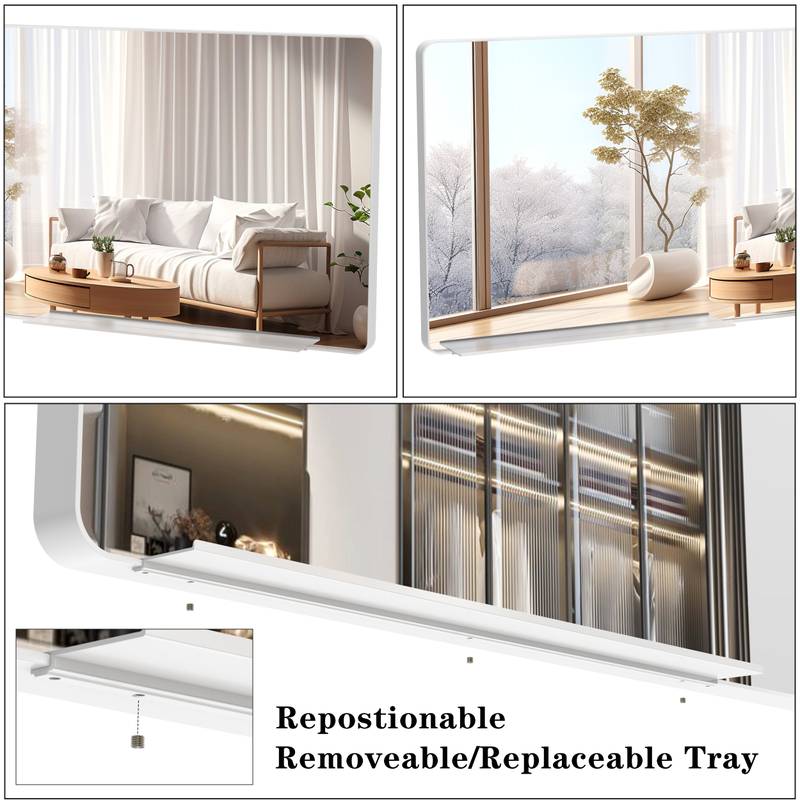 Stylish Full-Length Wall Mirror with Removable Tray