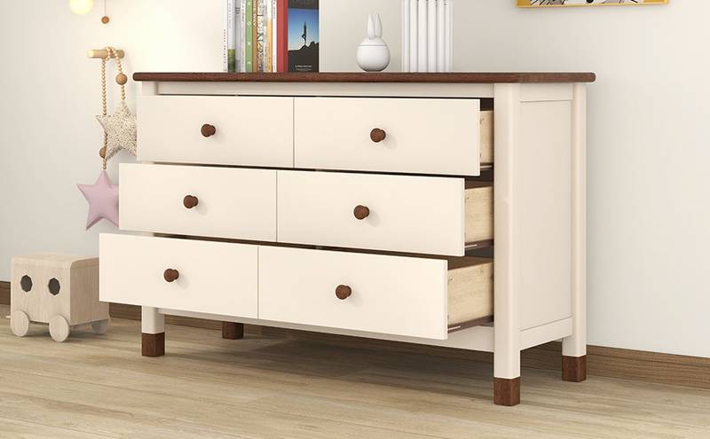 Charming Kids' Storage Dresser in Cream & Walnut
