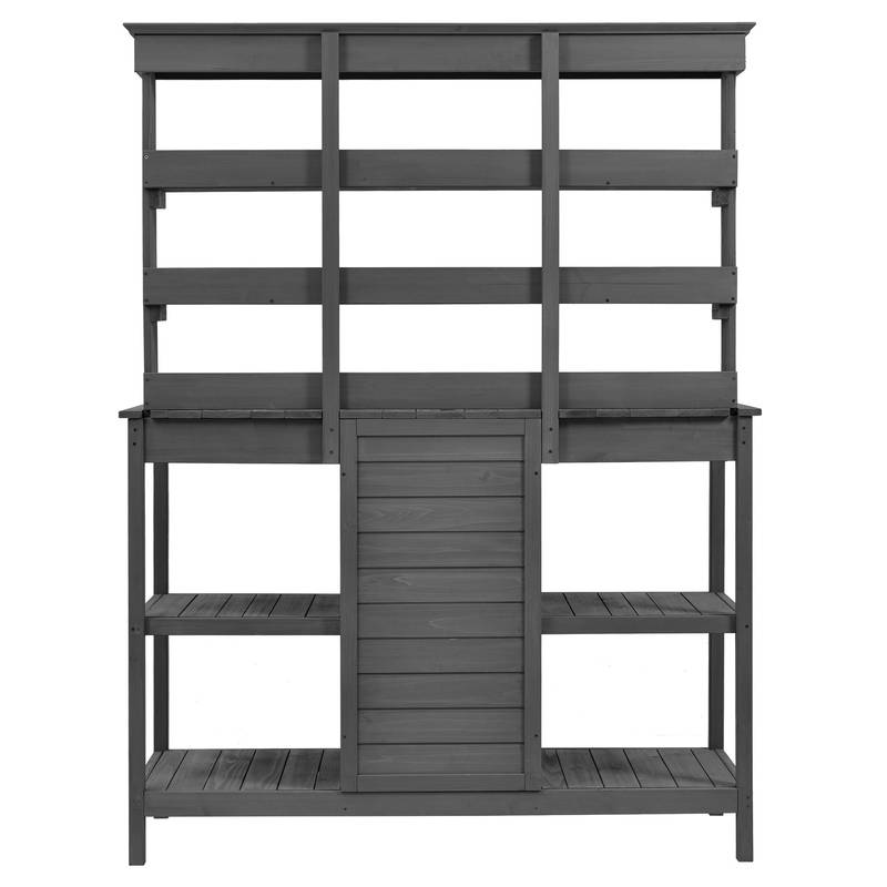 Charming Gray Garden Potting Table with Storage