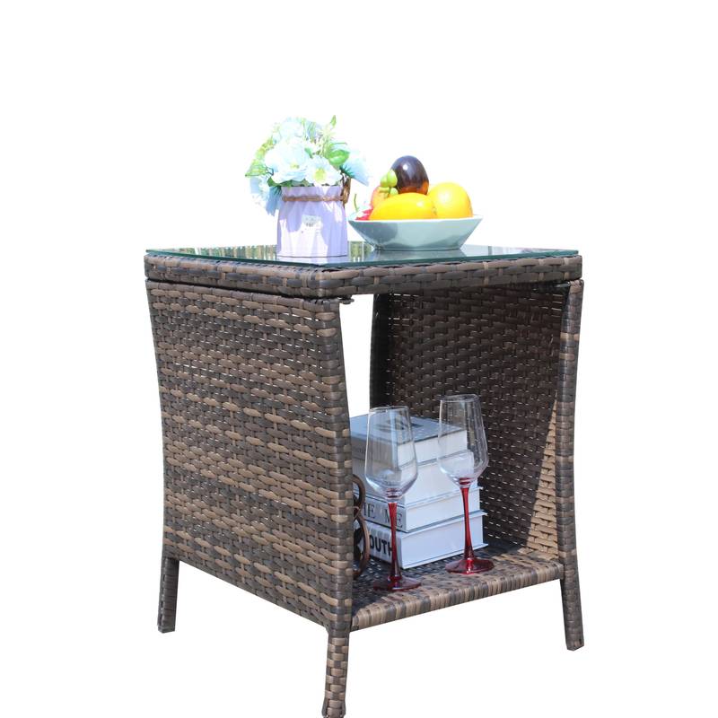 Chic Glass-Top Patio Coffee Table