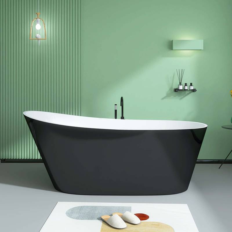 Sleek Oval Soaking Tub - Adjustable Freestanding Design with Stylish Overflow & Drain