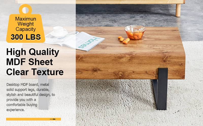 Chic Rustic Coffee Table with Metal Legs