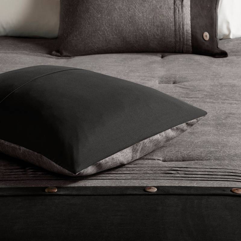 Cozy Grey Faux Suede King Comforter Set