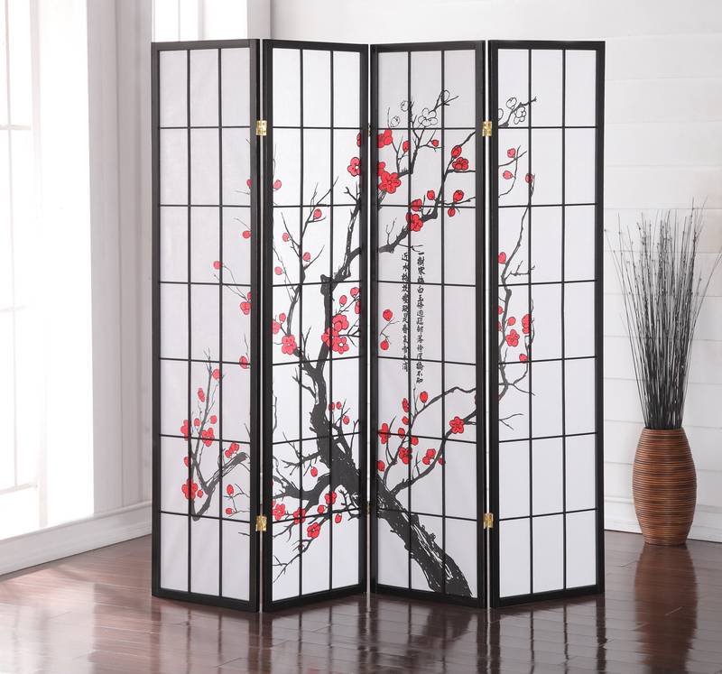 Plum Blossom Black Room Divider Screen