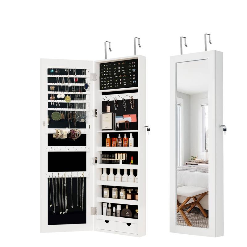 Chic Jewelry Mirror Cabinet - Stylish Storage & Security
