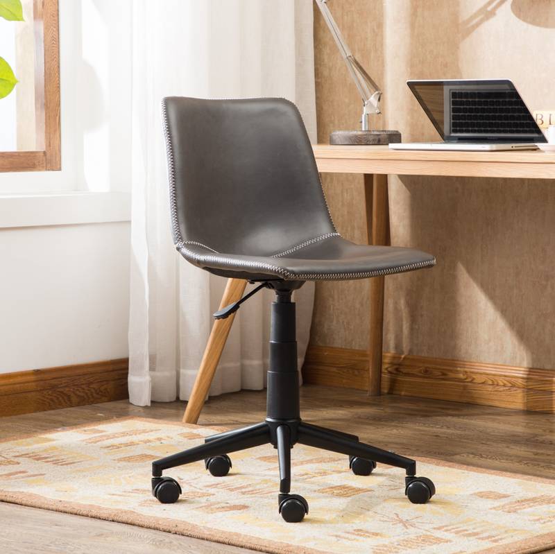 Swivel Style Faux Leather Office Chair in Antique Gray