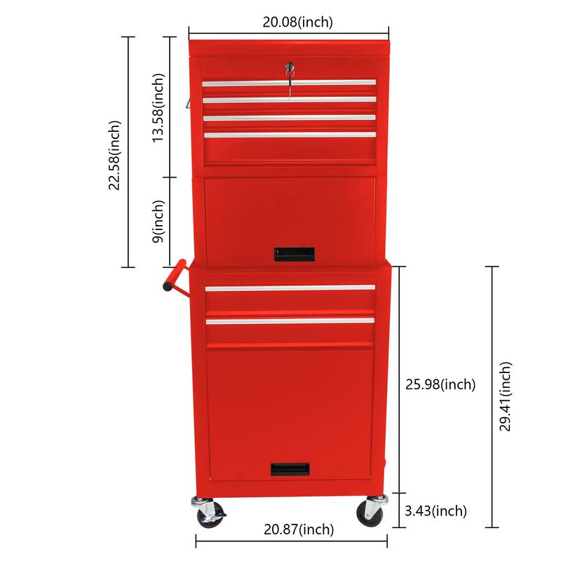 Rolling Red Tool Chest with Wheels & Drawers