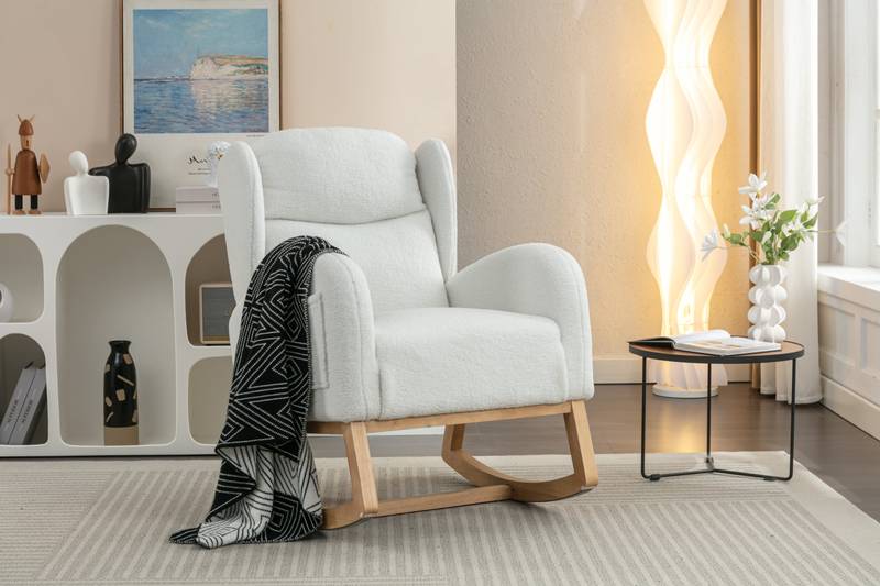 Cozy Ivory Teddy Rocking Chair