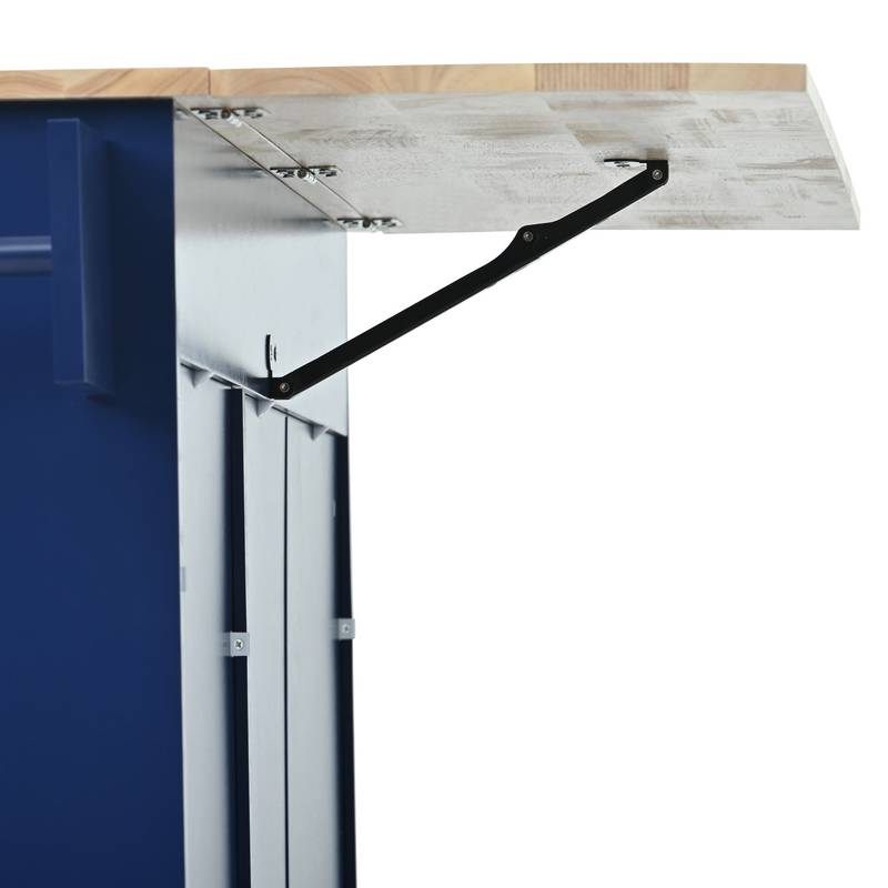 Blue Rolling Kitchen Island with Drop Leaf & Storage