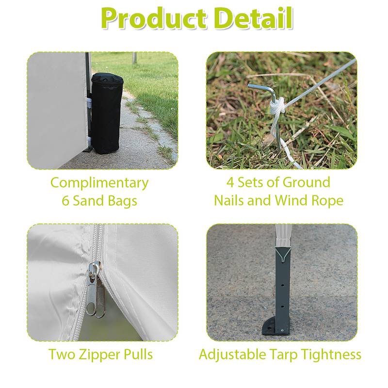 Easy Pop-Up Party Canopy with Sidewalls and Weights - Beige & White