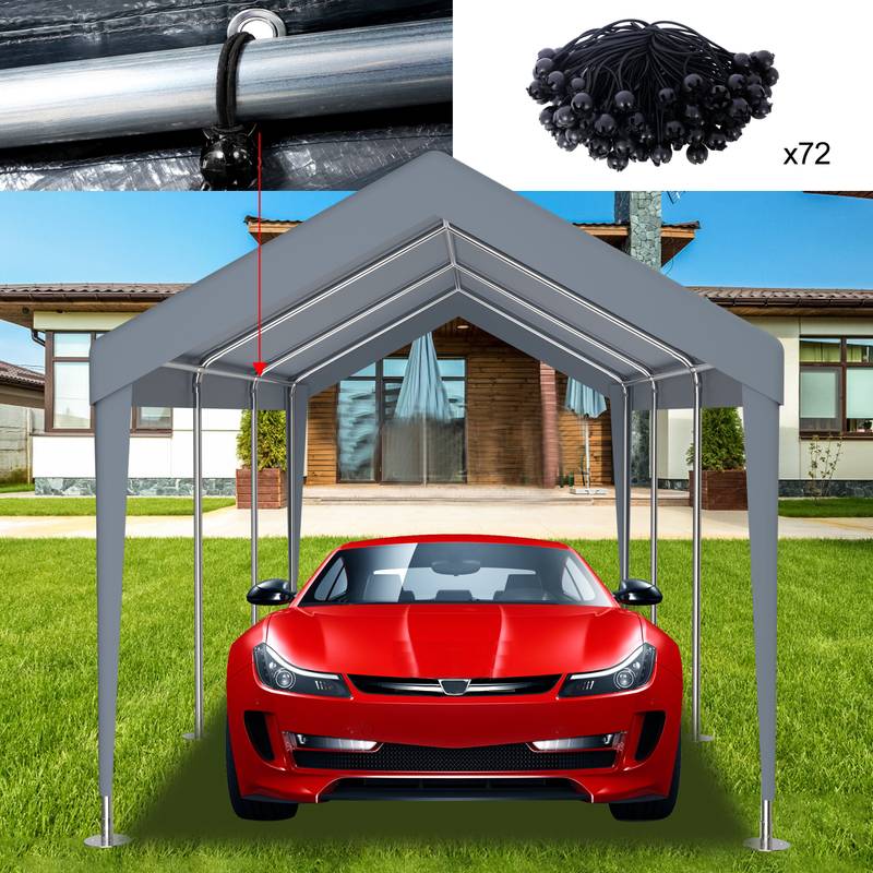 Durable Carport Canopy Cover - Waterproof & UV-Resistant with Elastic Buckles