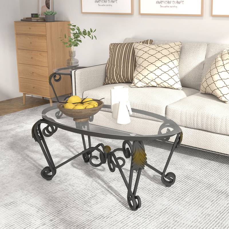 Rustic Chic Glass Coffee Table Trio