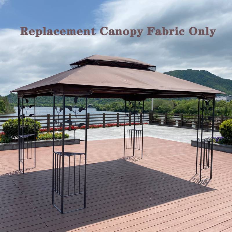 Brown Double Roof Patio Gazebo Canopy Top