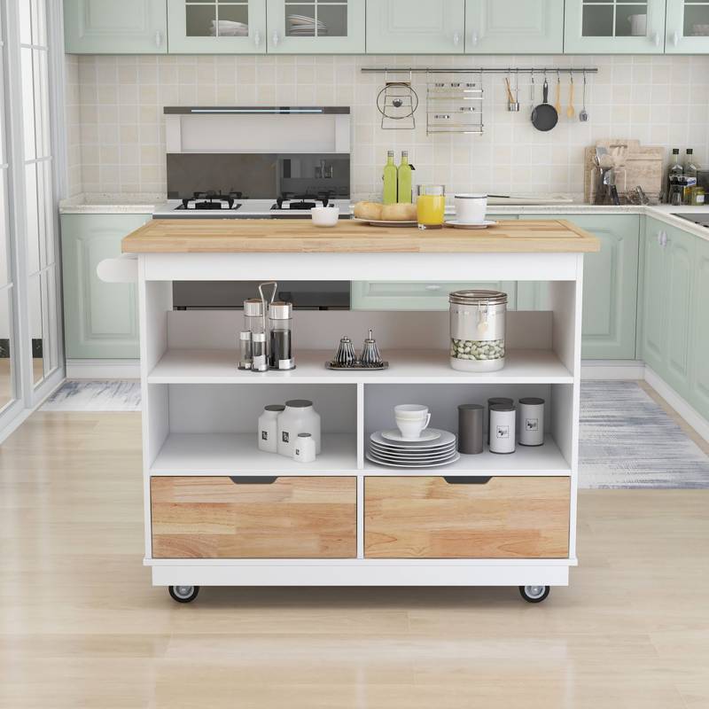 Versatile Rolling Kitchen Island with Storage and Wine Rack