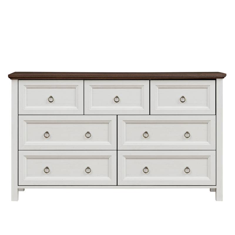 Rustic Farmhouse 7-Drawer Dresser & TV Stand