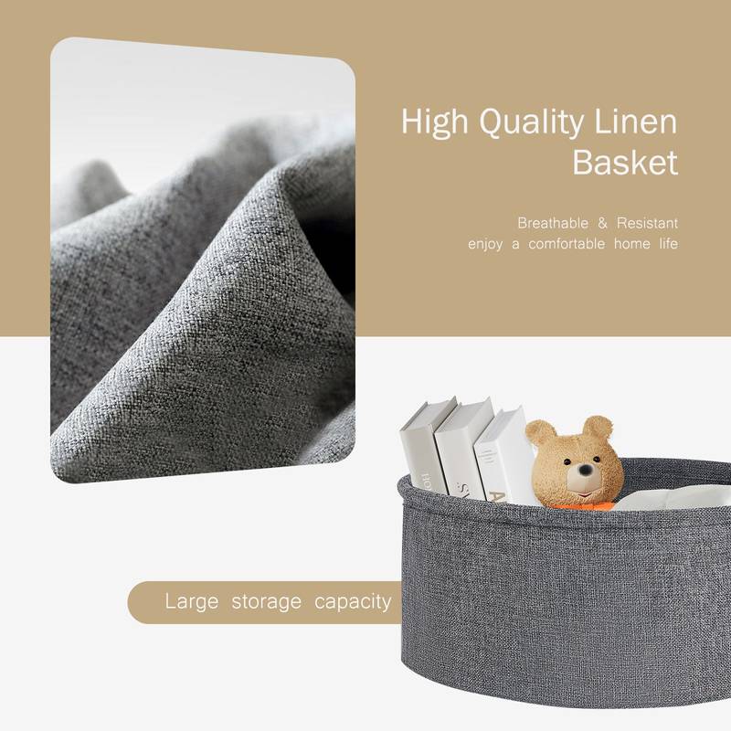 Chic Round Side Table with Fabric Basket