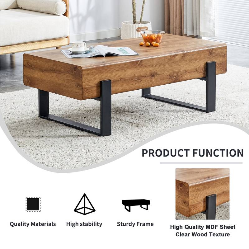 Chic Rustic Coffee Table with Metal Legs