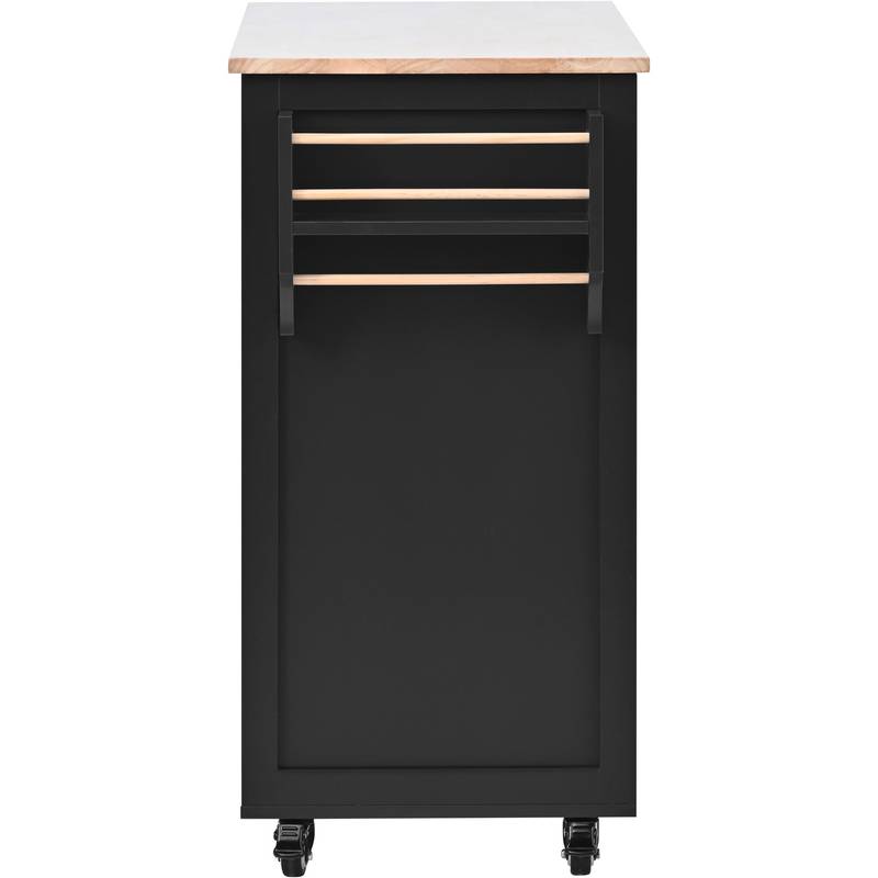 Versatile Kitchen Cart with Rubber Wood Top and Smart Storage