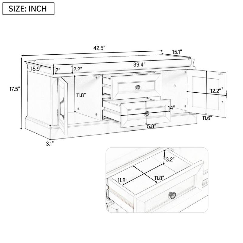 Cozy Storage Bench with Cushioned Seat
