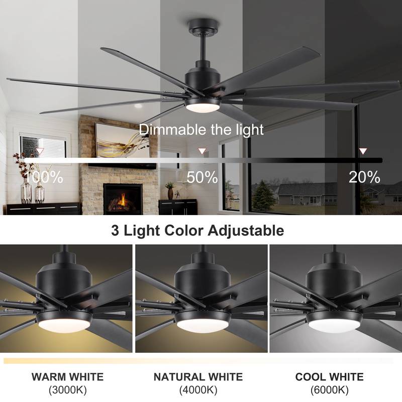 Bright Breeze: Oversized LED Ceiling Fan with Sleek Black Blades